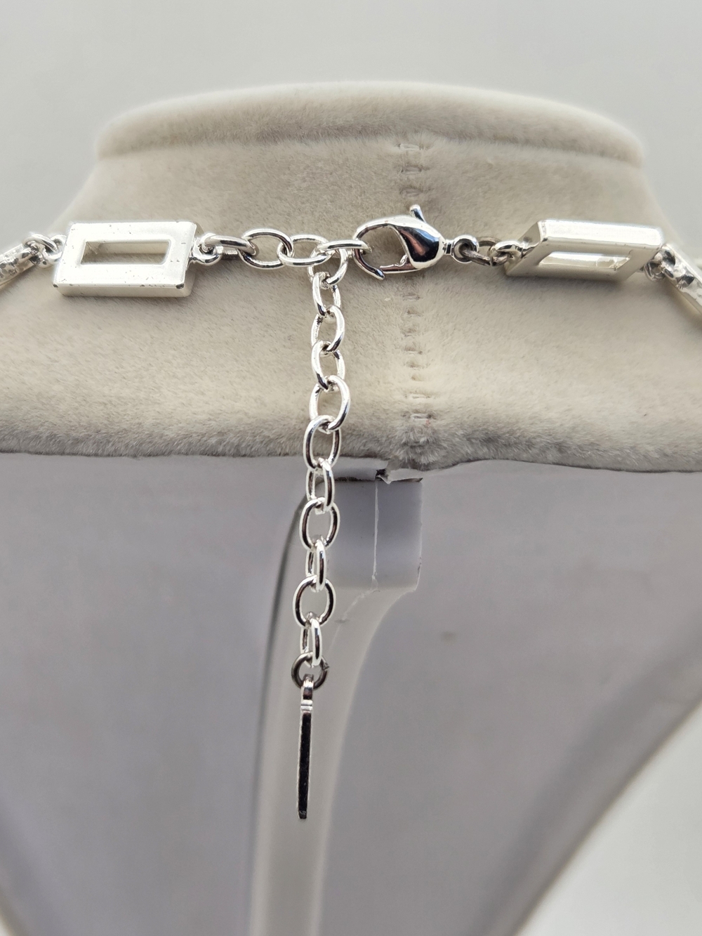 Signed Napier Rhodium Plated Art Deco Style Rhinestone Link Necklace - Picture 5 of 16